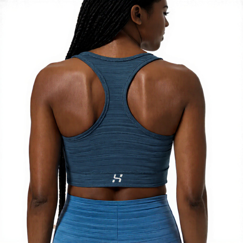 Top Esportivo Mesclado Hering Feminino - Azul