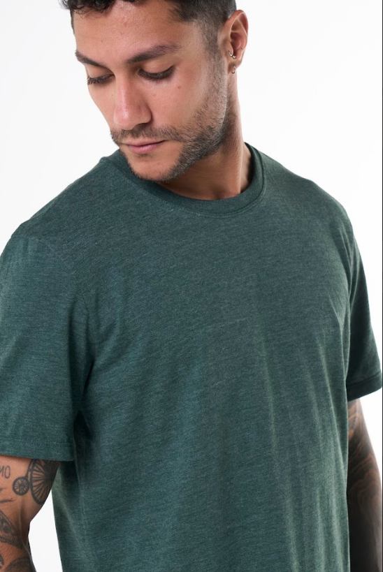 Camiseta Básica Hering World Malha Flamê Masculina - Verde