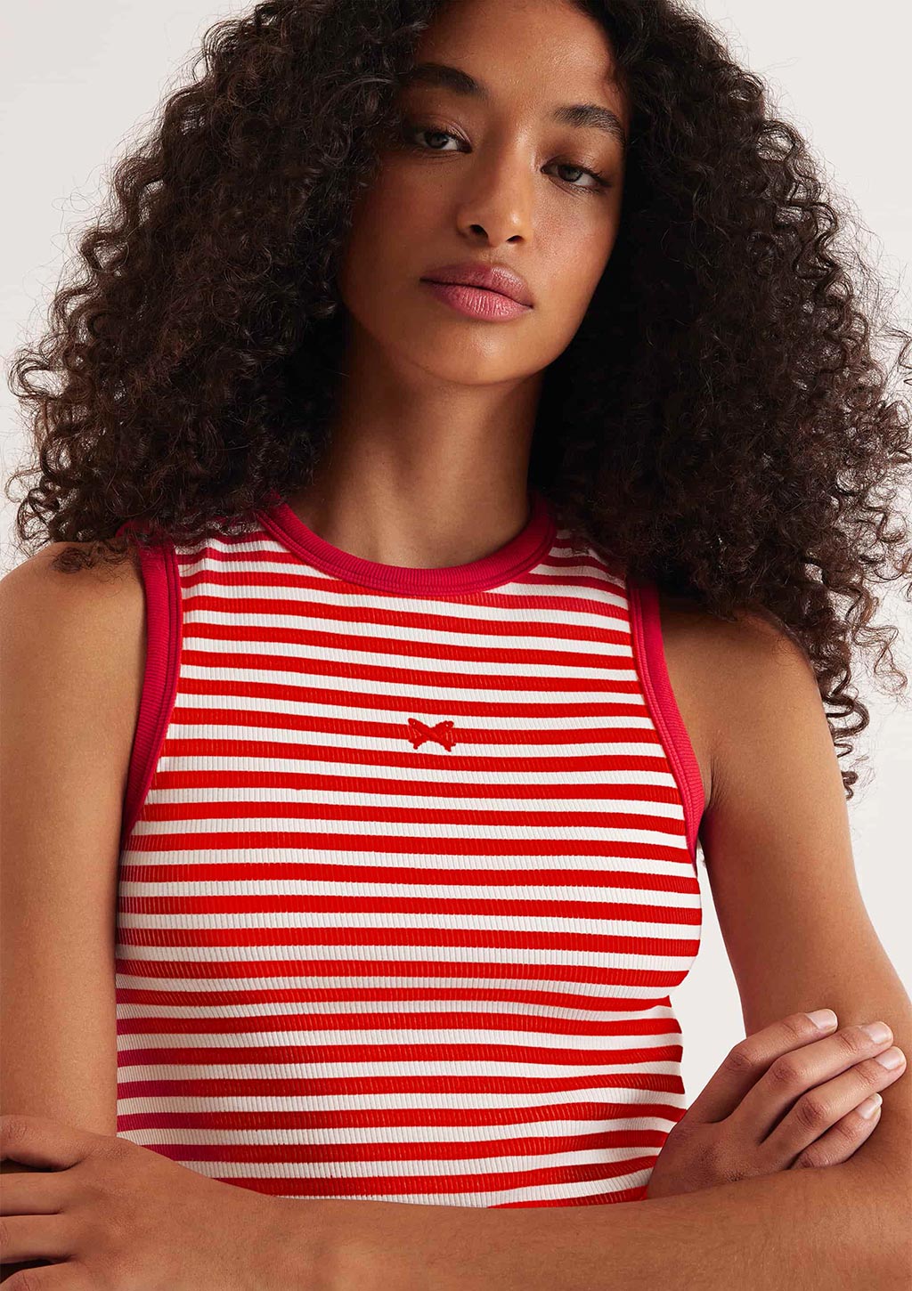 Regata Listrada Em Malha Premium Hering Feminino - Vermelho