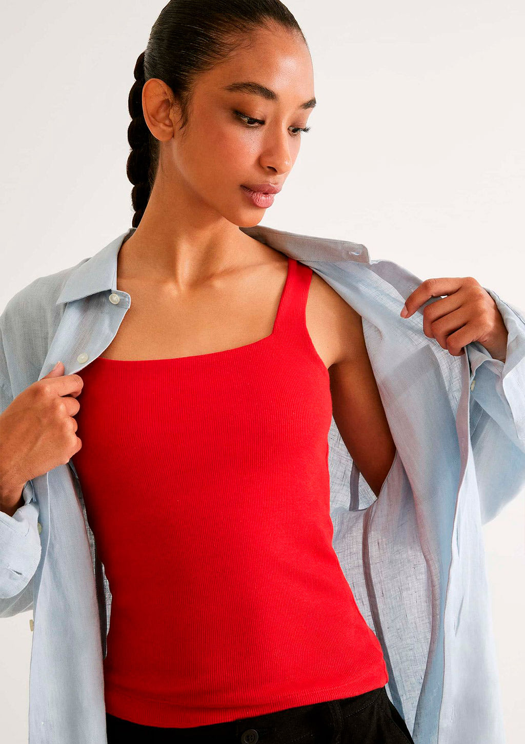 Regata Decote Quadrado Em Malha Premium Hering Feminino - Vermelho