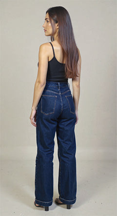 Calça Jeans Wide Leg Sawary  Feminina- Azul