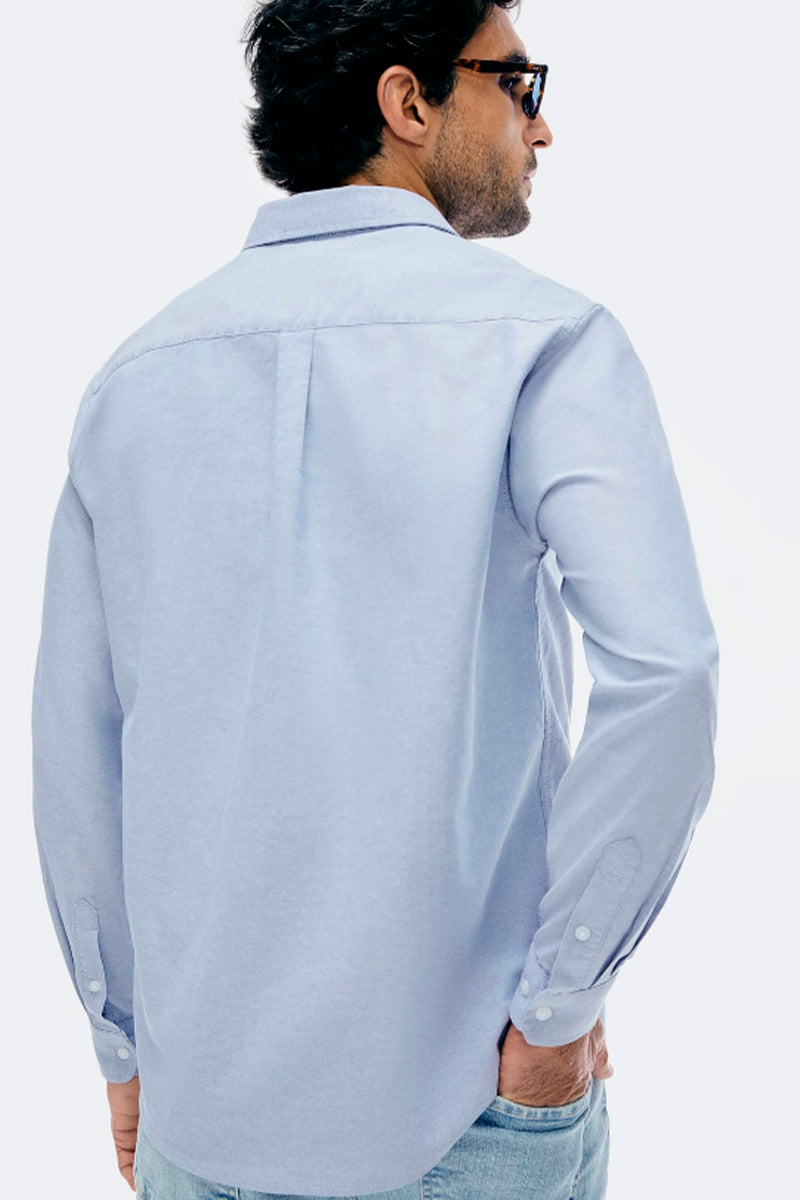 Camisa Básica Hering Oxford Masculina - Azul