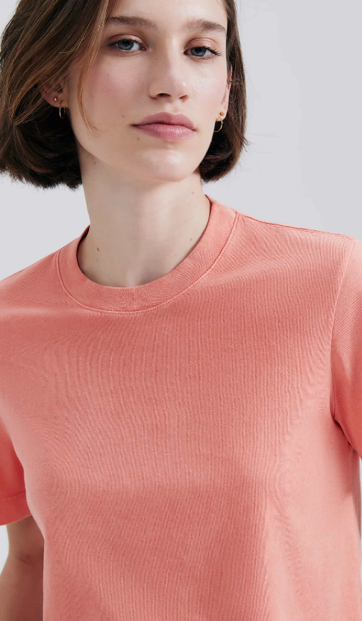 Camiseta Básica Hering Feminina Estonada Soft - Salmão