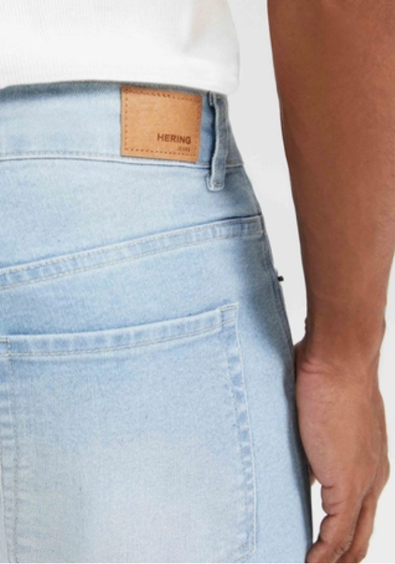 Bermuda Jeans Hering Reta Com Elastano Masculina - Azul