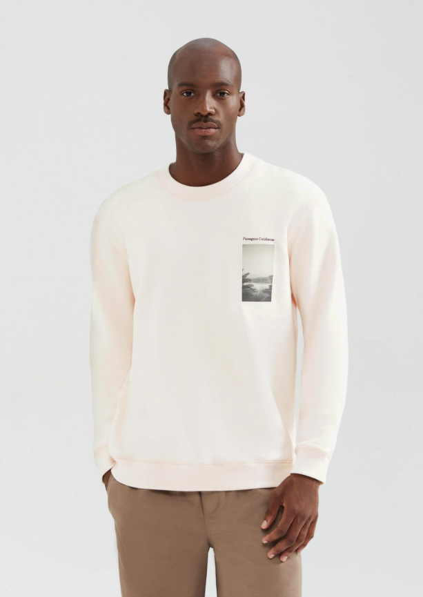 Blusão Hering Detalhe Estampa Bordado Masculino - Off White