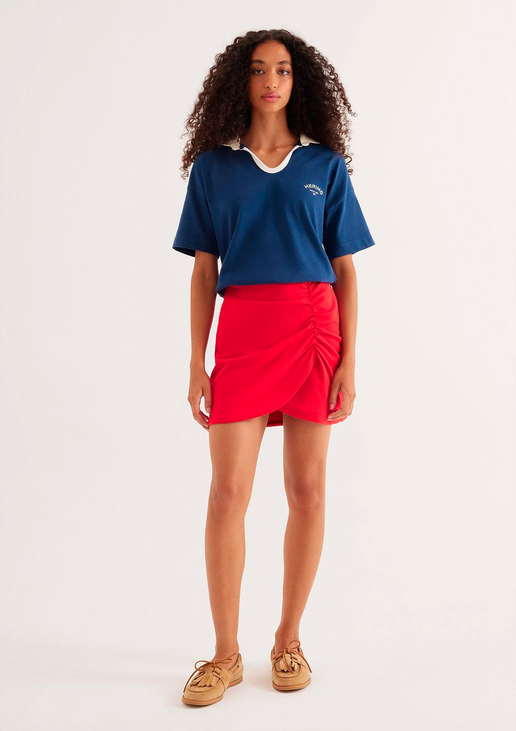Camisa Polo Oversized Em Malha Binada Hering Feminino - Azul Marinho