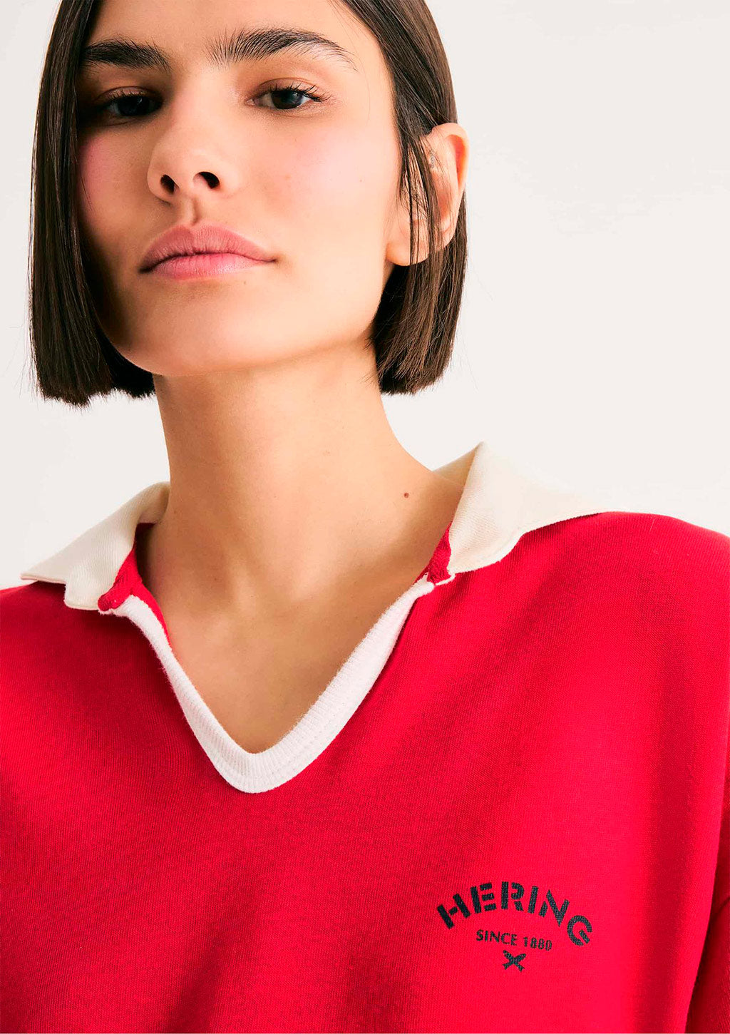 Camisa Polo Oversized Em Malha Binada Hering Feminino - Vermelho