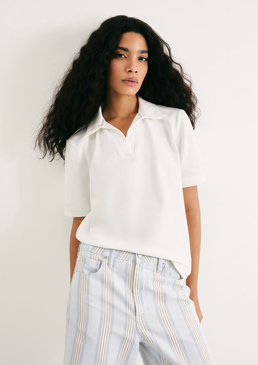 Camisa Polo Em Piquet Hering Feminino - Off-White