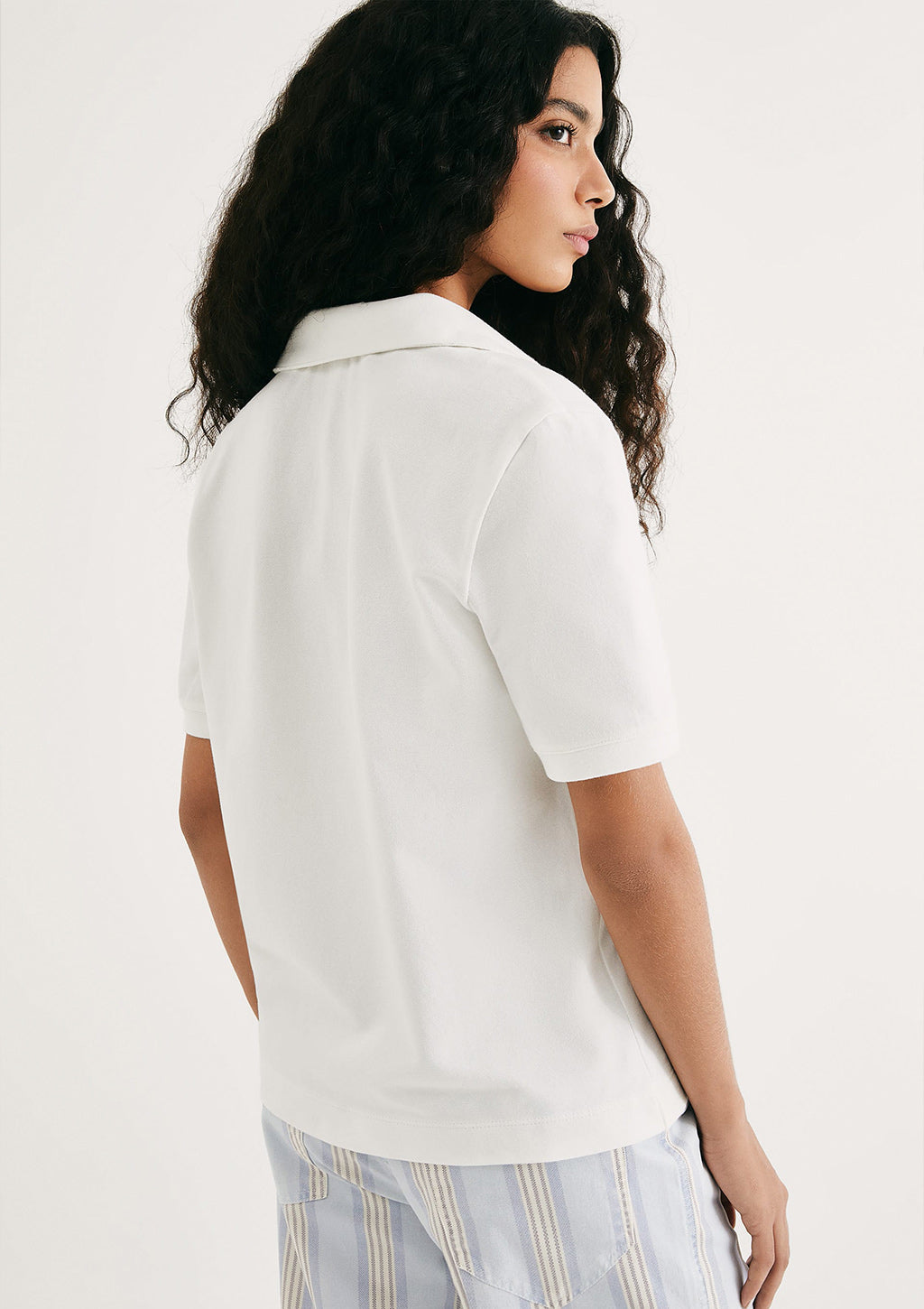 Camisa Polo Em Piquet Hering Feminino - Off-White