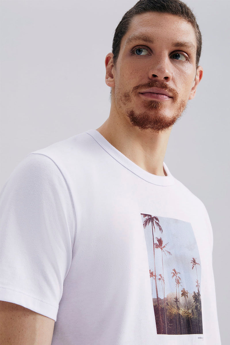 Camiseta Hering Básica Estampada Masculina - Branca