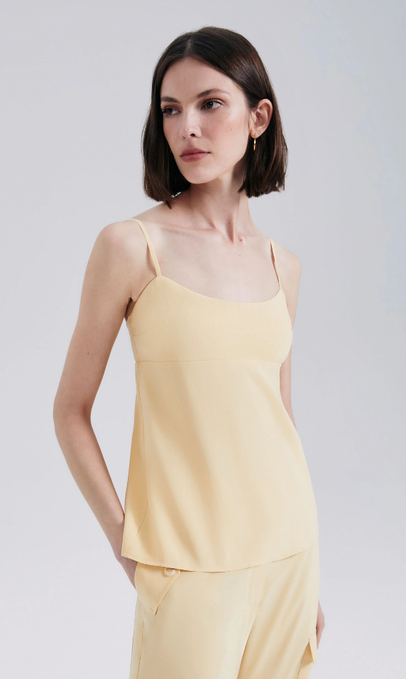 Regata Feminina Hering Evasê Em Modal - Amarelo