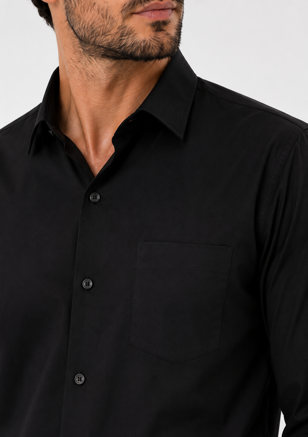 Camisa Manga Longa Slim Fit Masculina Arrow em Fibra de Bambu - Preto