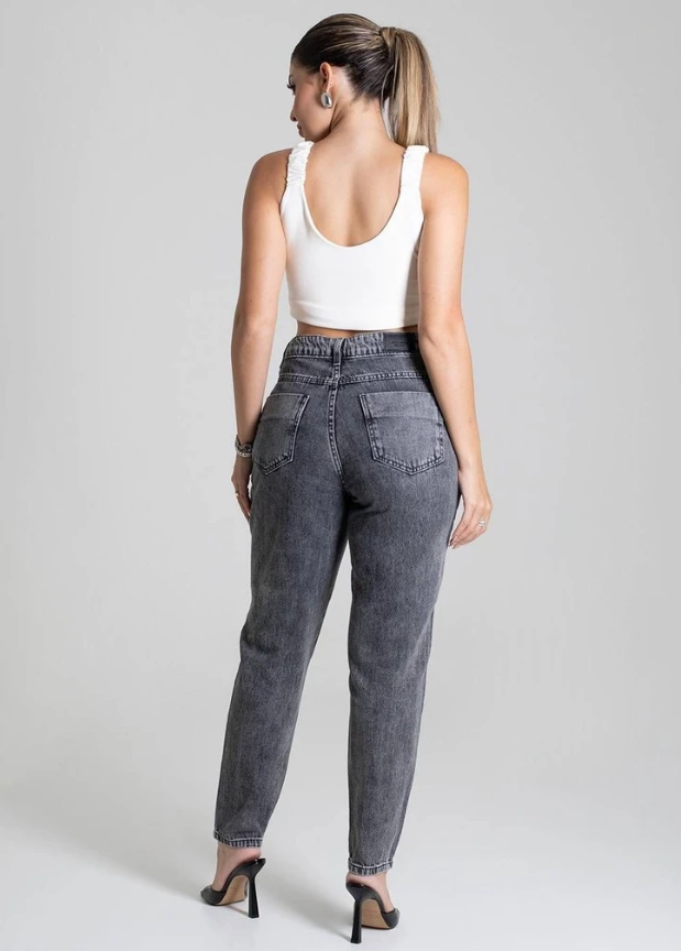 Calça Jeans Sawary Mom Feminina - Black