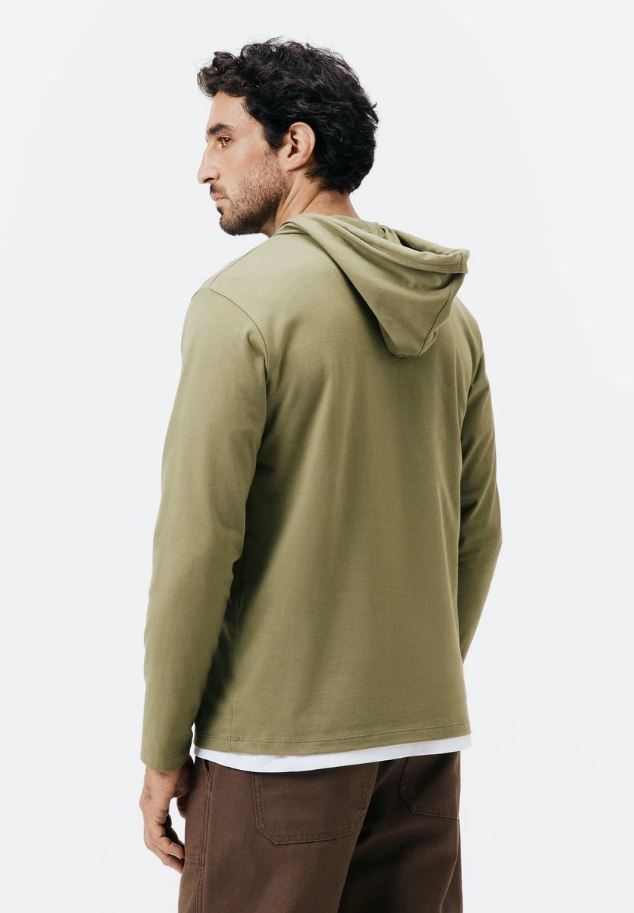 Camiseta Hering  Slim Em Malha De Algodão Com Capuz Masculina - Verde