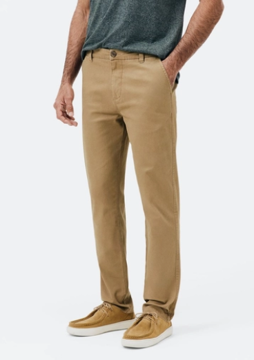 Calça Básica Hering Chino Slim Em Sarja Com Elastano Masculina - Caqui