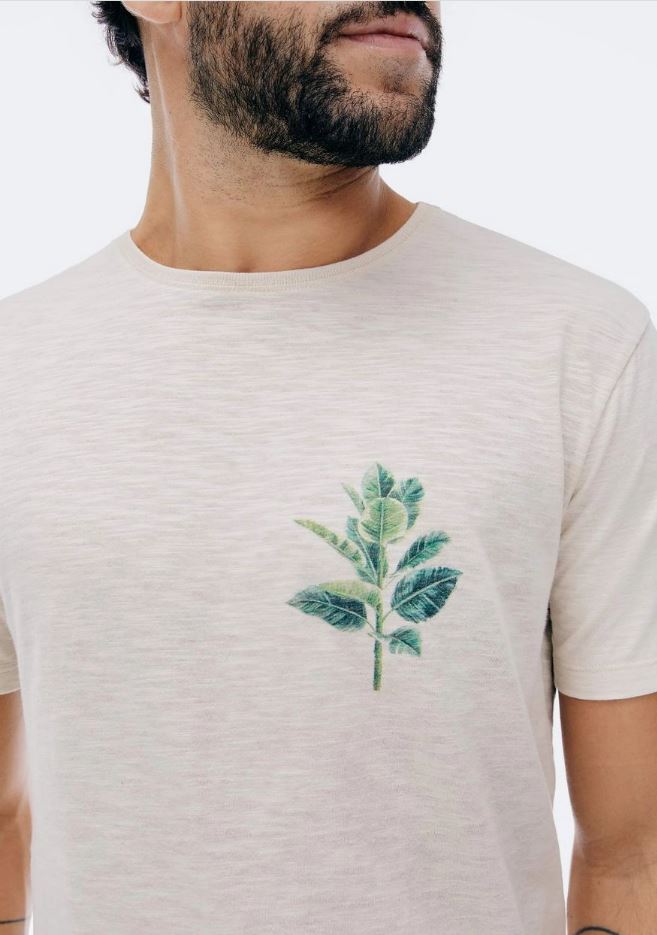 Camiseta Masculina Hering Malha Flame Com Estampa - Bege