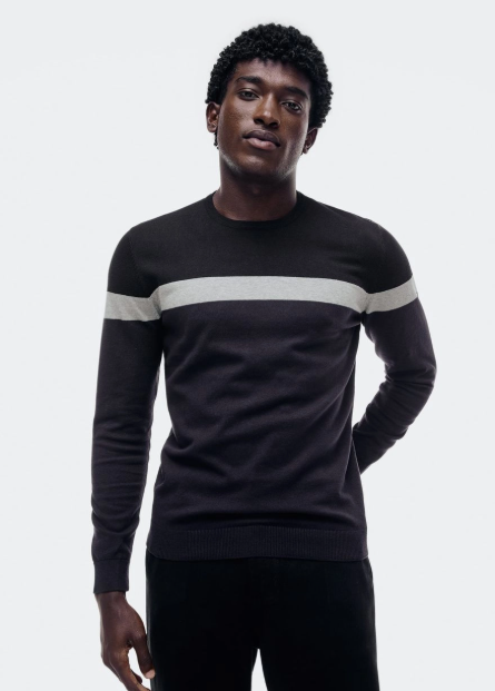 Blusão Hering Listrado Em Tricot  Masculino - Preto