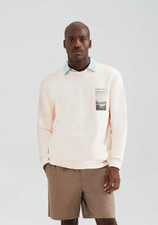 Blusão Hering Detalhe Estampa Bordado Masculino - Off White