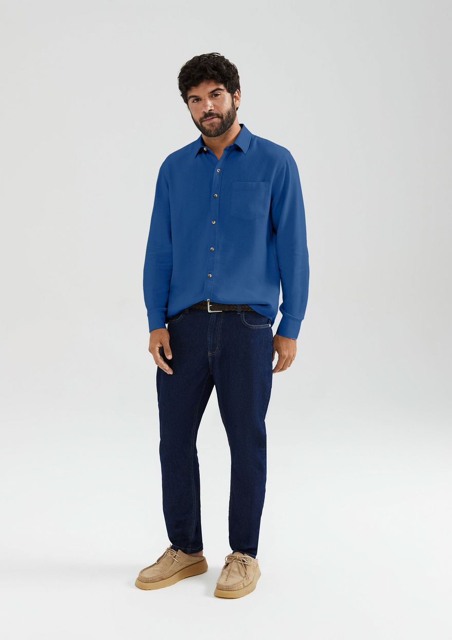 Camisa Hering em Linho masculina - Azul