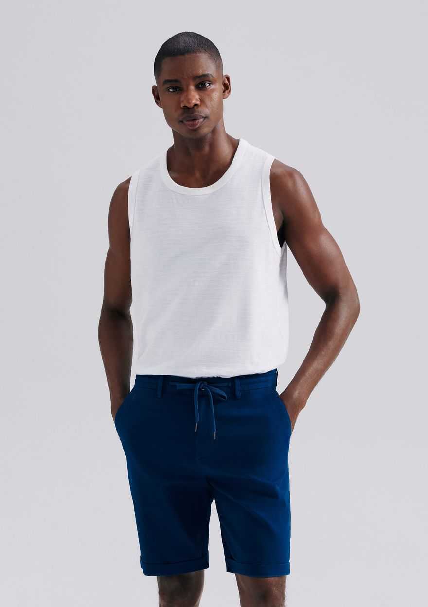 Bermuda Básica Hering Em Sarja Com Elastano Masculina - Azul