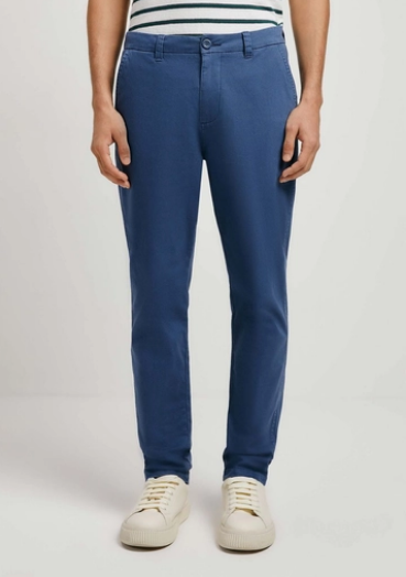 Calça Hering Chino Slim Masculina Em Sarja Com Elastano - Azul
