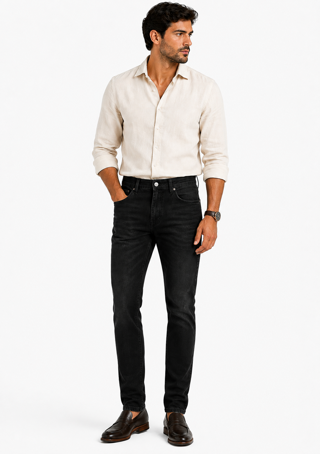 Calça Jeans Preta Masculina Slim Vide Bula