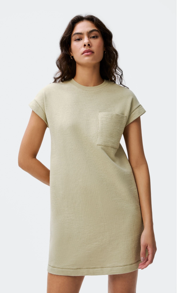 Vestido Básico Hering Curto Texturizado Com Bolso - Verde