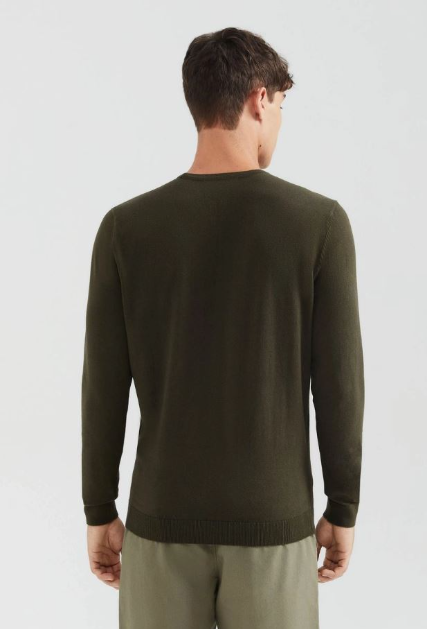 Suéter Básico Hering  Regular Gola Redonda Masculino - Verde Militar