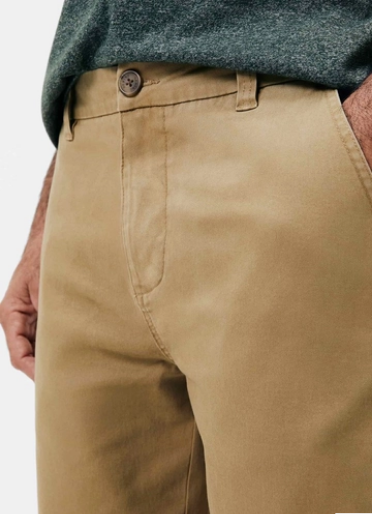 Calça Básica Hering Chino Slim Em Sarja Com Elastano Masculina - Caqui