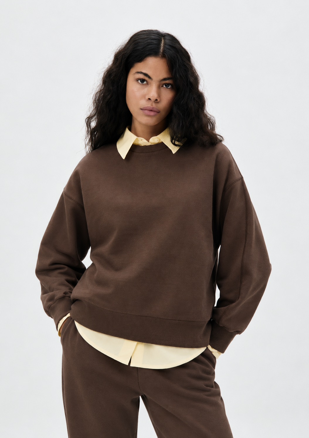 Blusão Básico Hering Em Moletom Feminino - Marrom