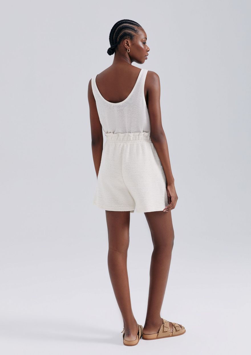 Shorts Hering Texturizado Com Linho Feminino - Bege