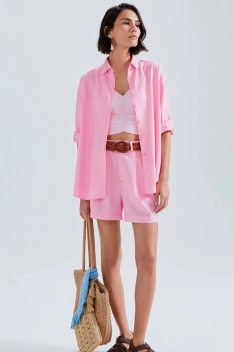 Camisa Oversized Hering Feminina - Rosa