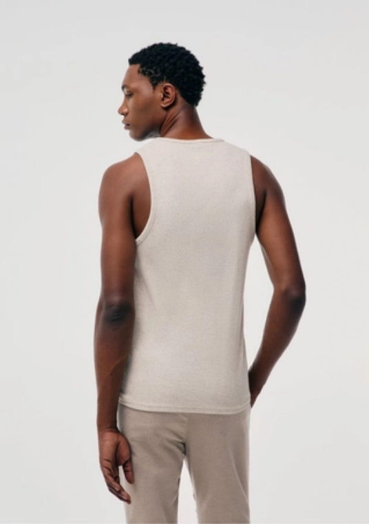 Camiseta Regata Hering Regular Em Ribana Canelada Masculina - Off White