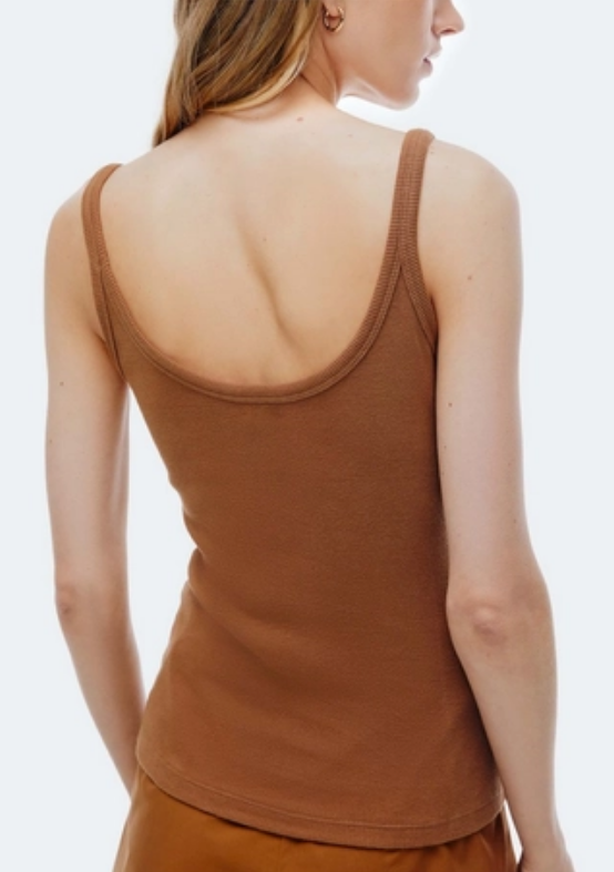 Blusa Regata Hering Decote U Em Ribana Feminina - Marrom