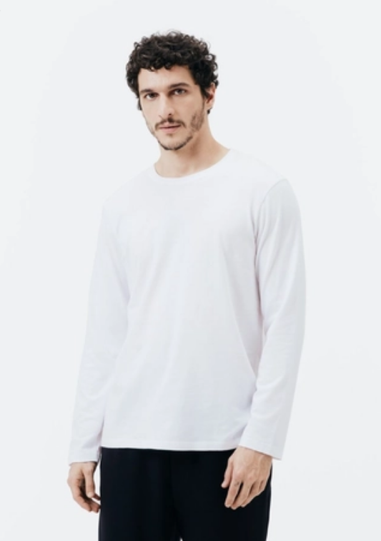 Camiseta Básica Hering Manga Longa Masculina - Branca