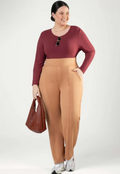 Blusa Canelada Cativa Plus Size com Decote Redondo Feminina - Vermelho