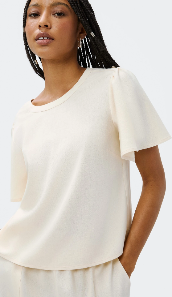 Blusa Hering Manga Godê Com Linho Feminina - Creme