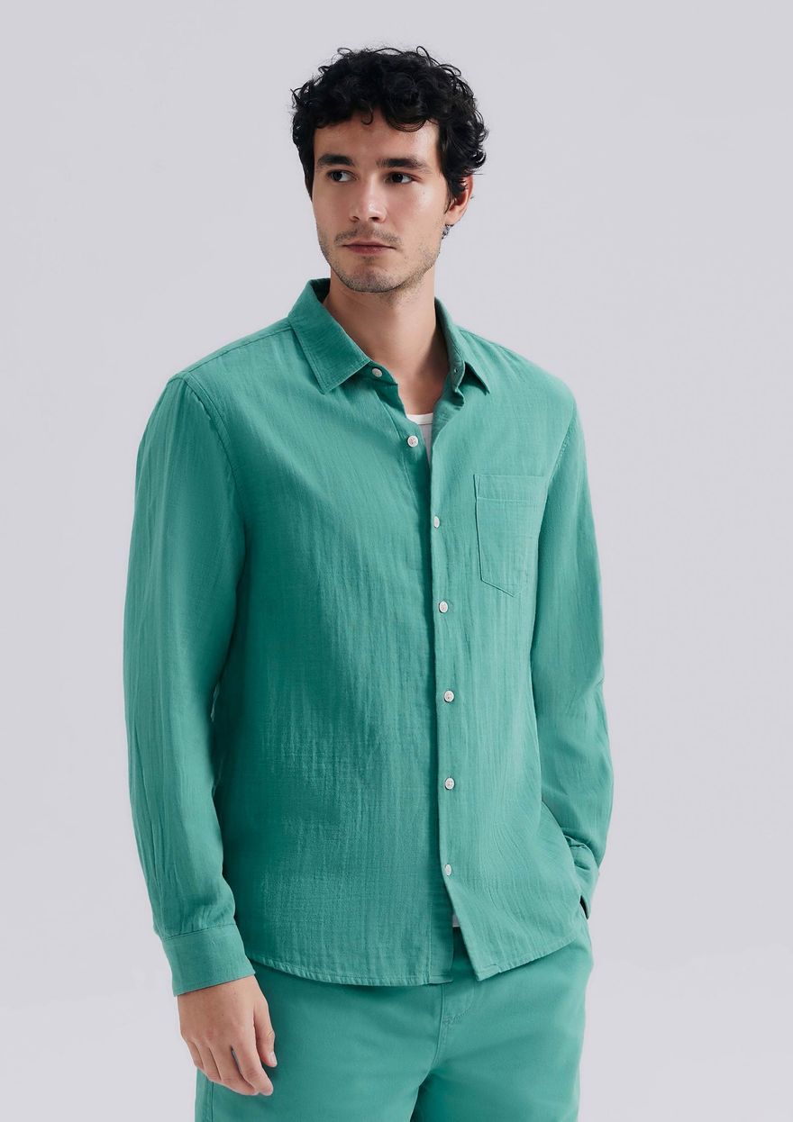 Camisa Hering Manga longa Texturizada Masculina - Verde