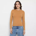 Blusa Básica Hering Feminina Manga Longa Slim - Marrom Claro