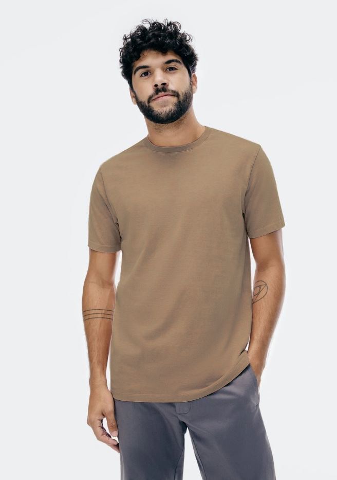 Camiseta Manga Curta Hering Comfort Estonada Super Cotton Masculina - Marrom