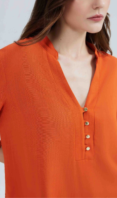 Blusa Manga 7/8 Bufante Hering Feminina - Laranja