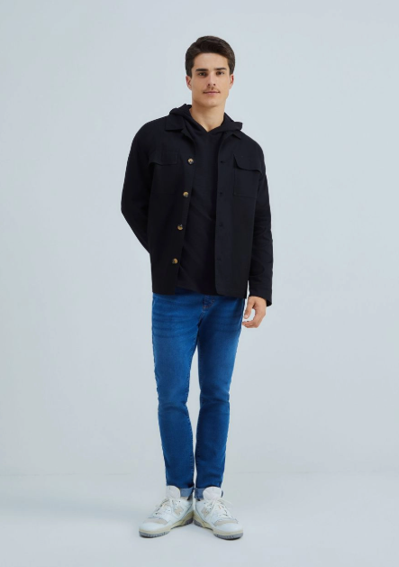 Camiseta Hering Manga Longa Texturizada Com Capuz Masculino - Preto