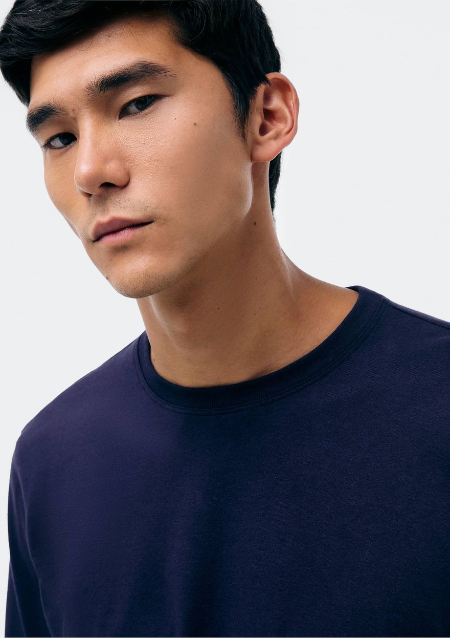Camiseta Hering Básica Masculina Manga Longa World - Azul