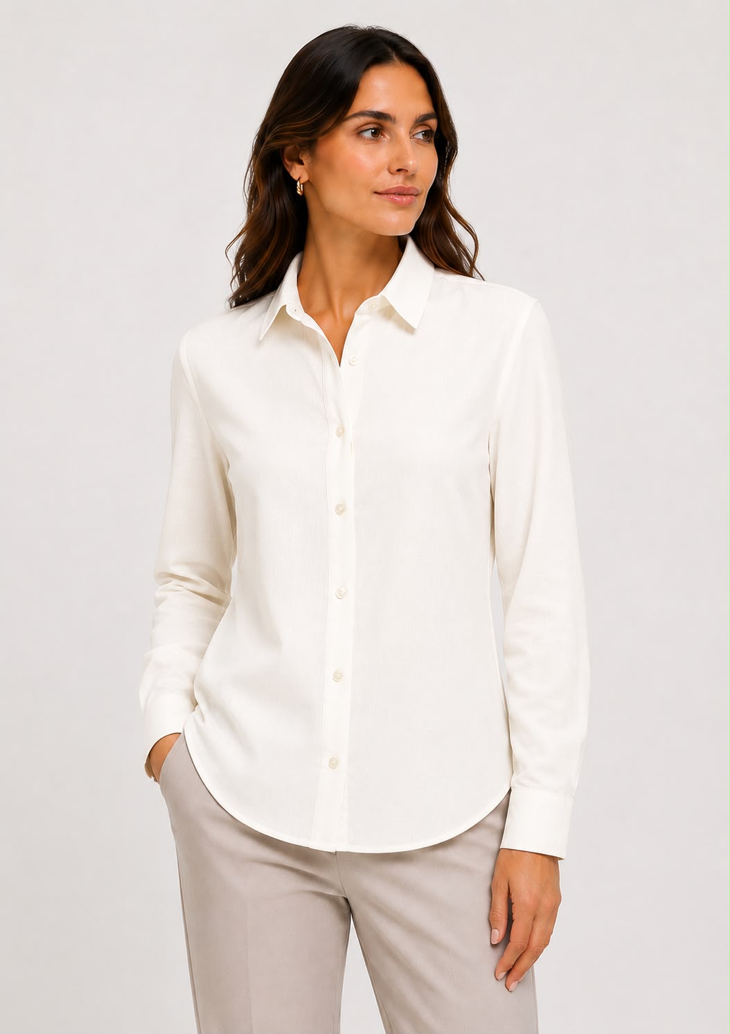 Camisa Manga Longa em Linho Feminina Shop 5 Denim - Off White