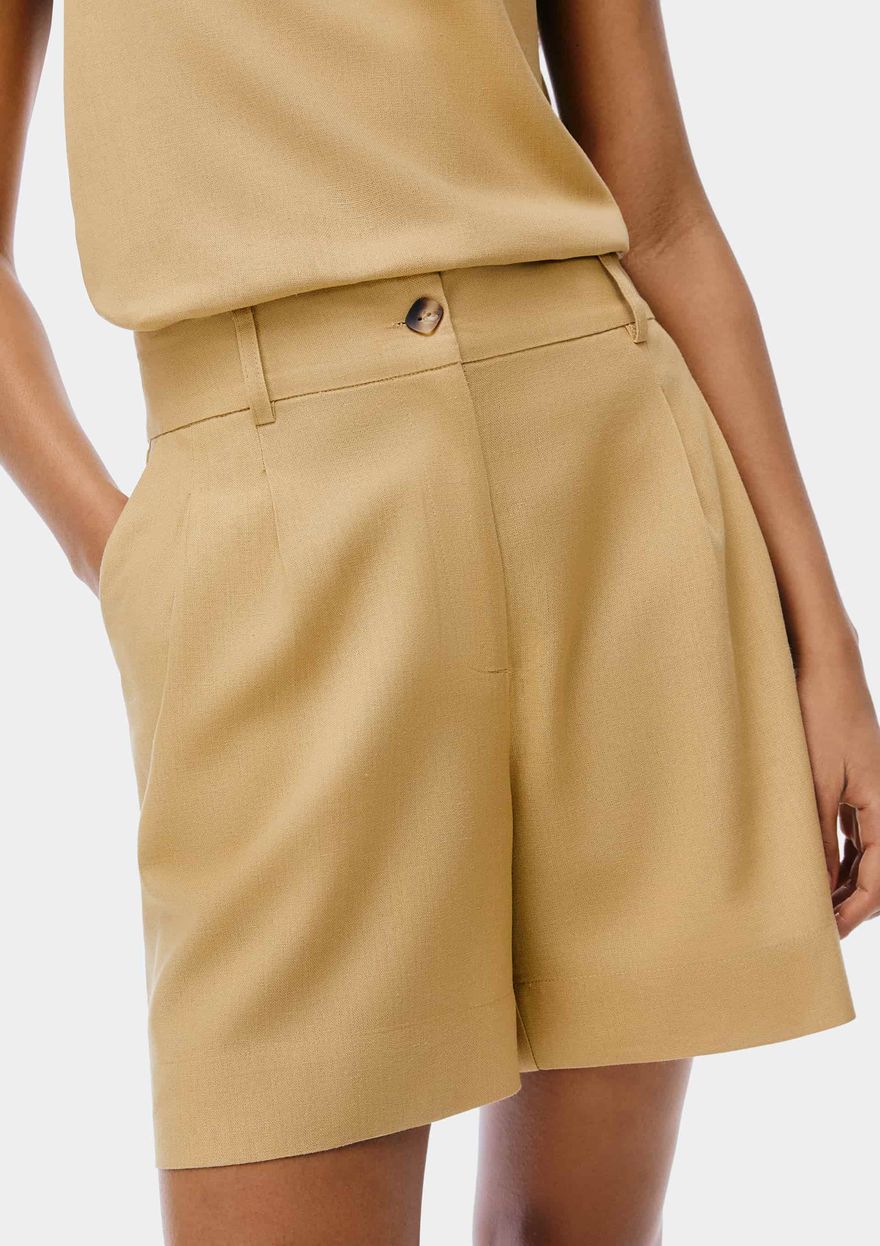 Shorts Bege Linho Hering Feminina
