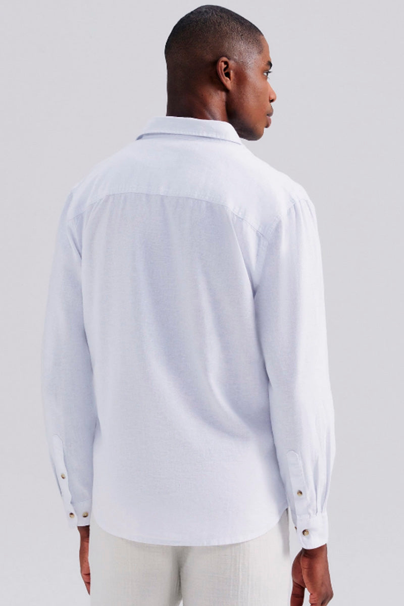 Camisa Básica Hering Slim Em Linho Masculina - Branca