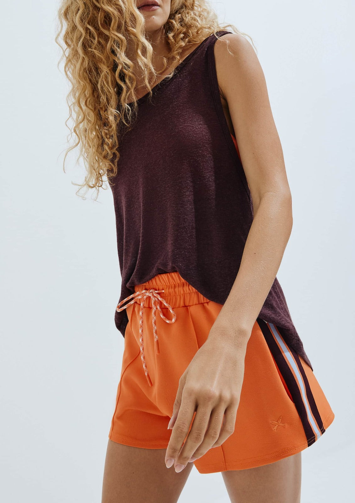 Shorts 1970 Hering Runner Listras Feminino - Laranja