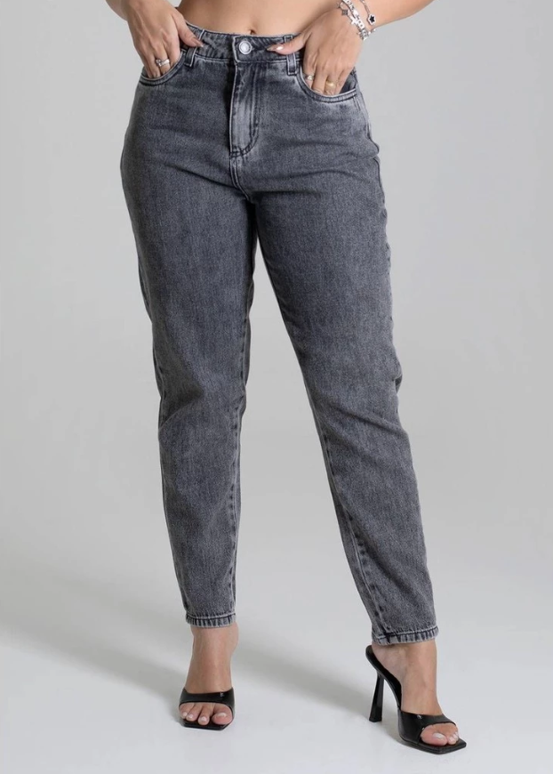 Calça Jeans Sawary Mom Feminina - Black