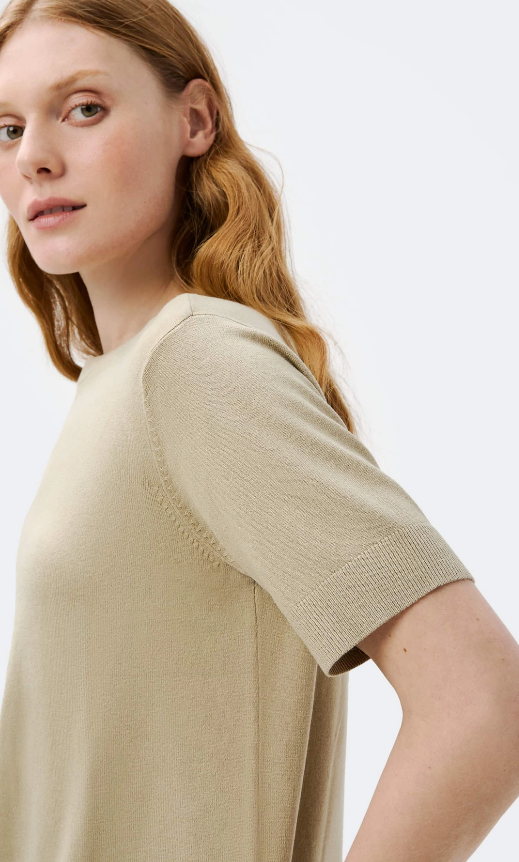 Blusa Hering Feminina Manga Curta Em Tricô Leve - Cinza