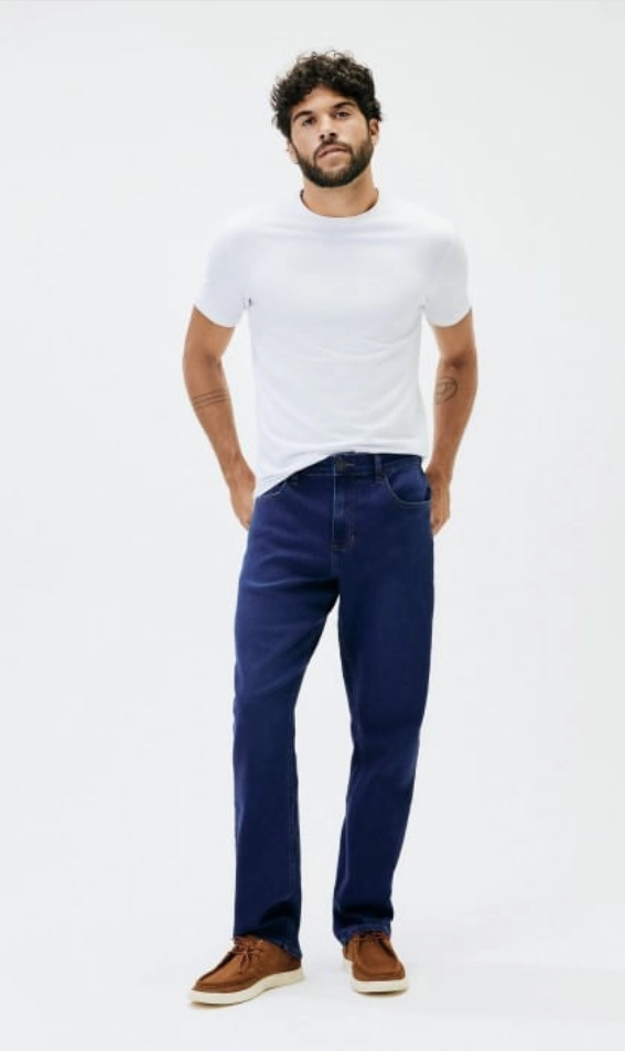 Calça Jeans Hering Reta Soft Touch Masculina - Azul
